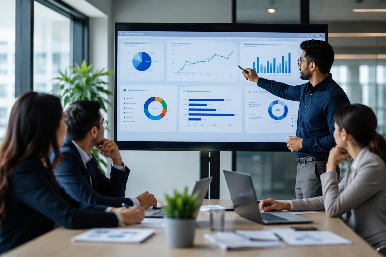 Business presentation in modern office