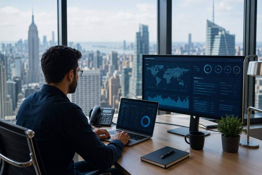 Modern office with city view