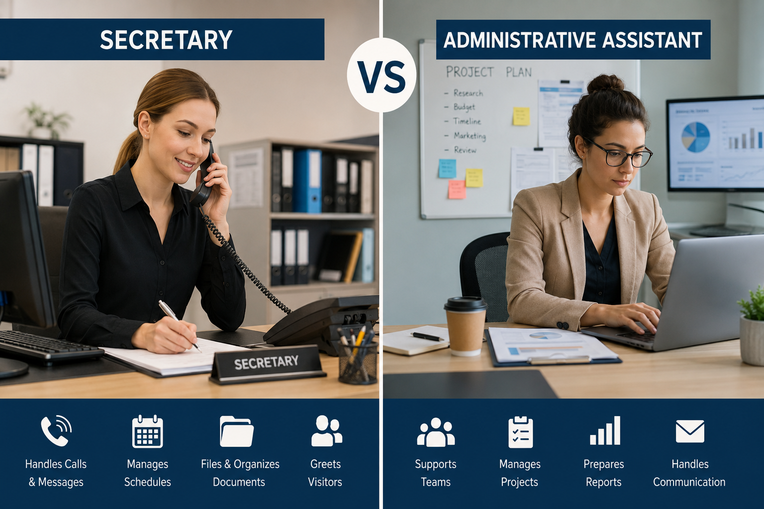 Secretary vs administrative assistant comparison