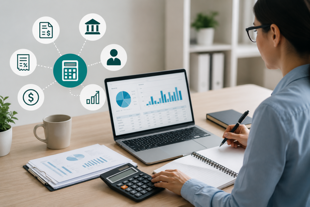 Focused finance work in a bright office