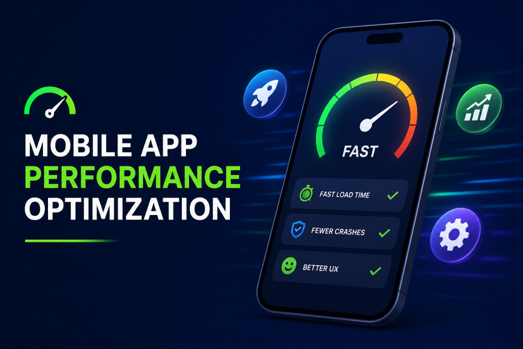 Mobile app performance optimisation graphic
