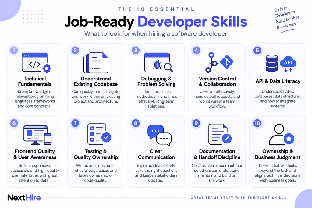 Ten job-ready software developer skills employers should evaluate