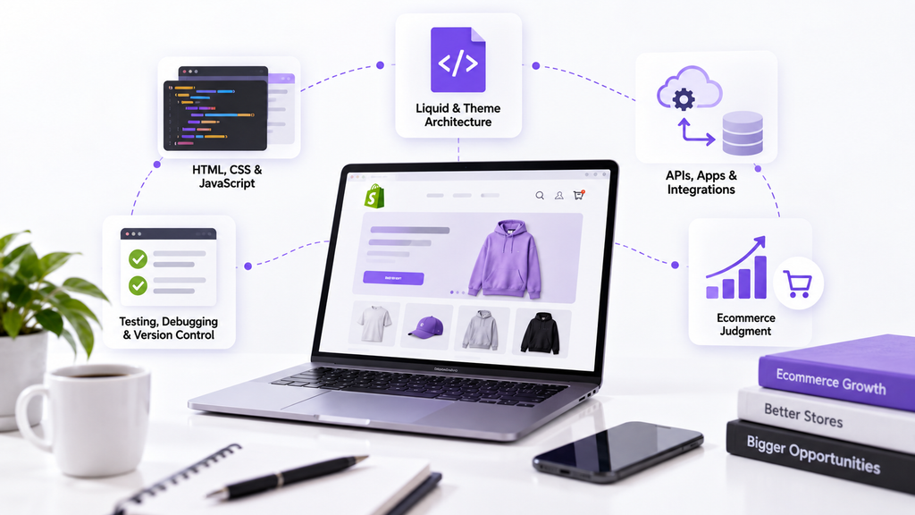 Visual representation of Shopify developer technical and ecommerce skills